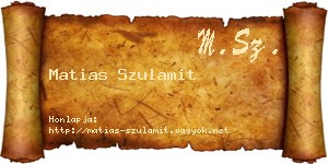 Matias Szulamit névjegykártya